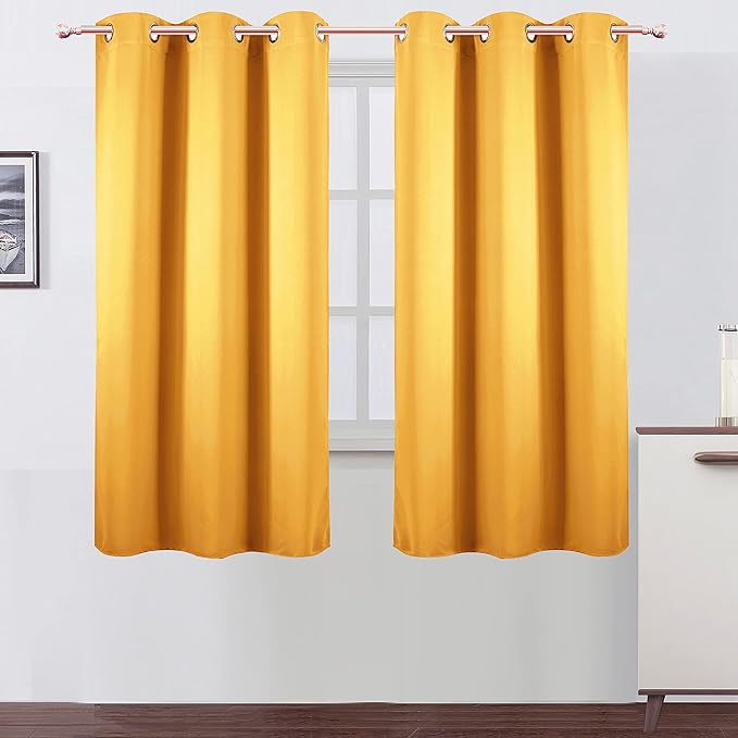 LEMOMO Yellow Blackout Curtains 34 x 63 Inch Length/Set of 2 Curtain