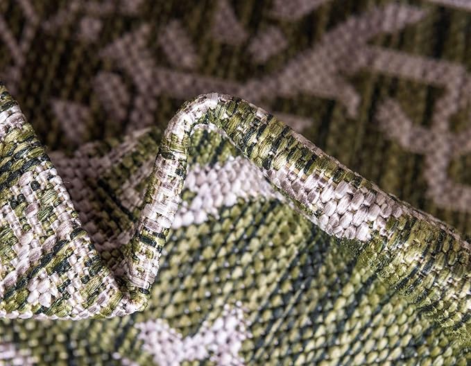Unique Loom Outdoor Traditional Collection Area Rug - Antique (7' 1" x 10' Rectangle, Green/ Gray)