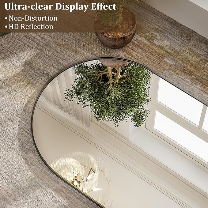 HARRITPURE 76"x34" Arched Full Length Mirror Free Standing Hanging Mounted