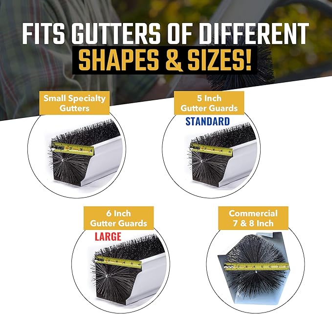 GutterBrush Gutter Guard for 5 Inch Gutters - 15 Ft DIY Leaf Filter Insert | Gutter Protection Brush Blocks Leaves & Debris | 4.25" Diameter - Alternative to Gutter Covers & Screens | Made in USA