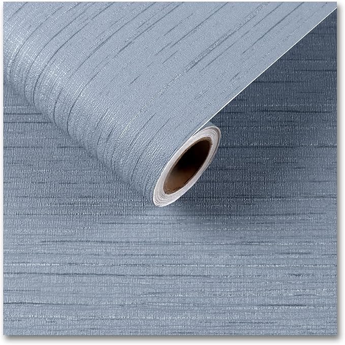 CRE8TIVE 24"x118" Wide Light Blue Grasscloth Peel and Stick Wallpaper Fabric