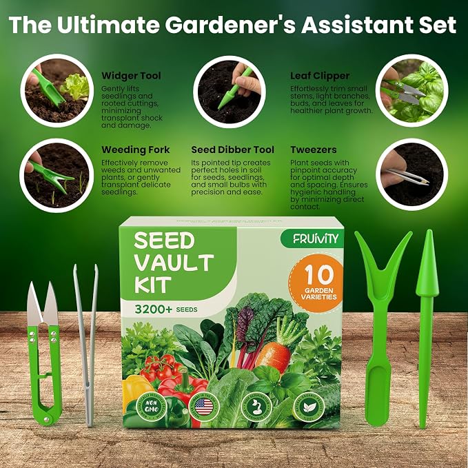 10 Heirloom Seeds Variety Pack - 3200+ Seeds for Planting Vegetables, Indoor Outdoor Garden Seed Starter Kit, Easter Unique Gift for Mother, Women, Mom, Friend, Her