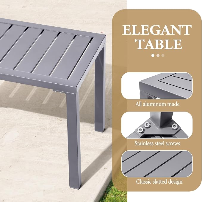Crestlive Products Outdoor Side Table,Aluminum Rectangular Side/End Table, Small Patio Coffee Bistro Table for Outdoor Indoor