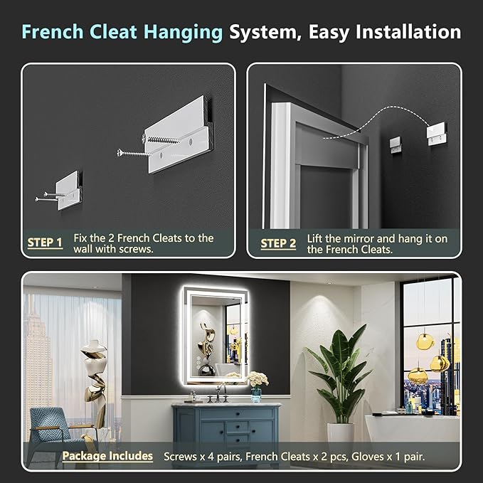 28x36 LED Bathroom Mirror with Lights, Backlit and Front Lit Anti-Fog Lighted