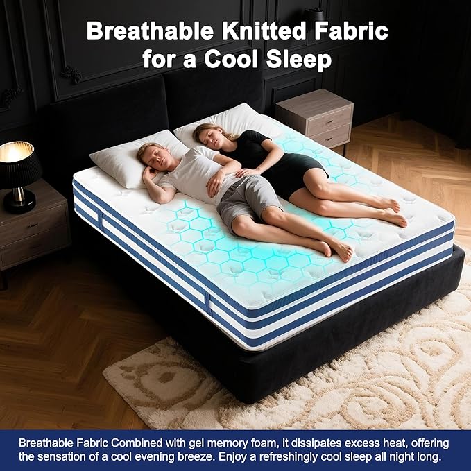 Twin Size Mattress 12 Inch, Medium Firm Hybrid Twin Size Mattress in a Box, Hybrid Mattresses with Gel Memory Foam and Pocket Springs for Motion Isolation, Strong Edge Support, Non-Fiberglass