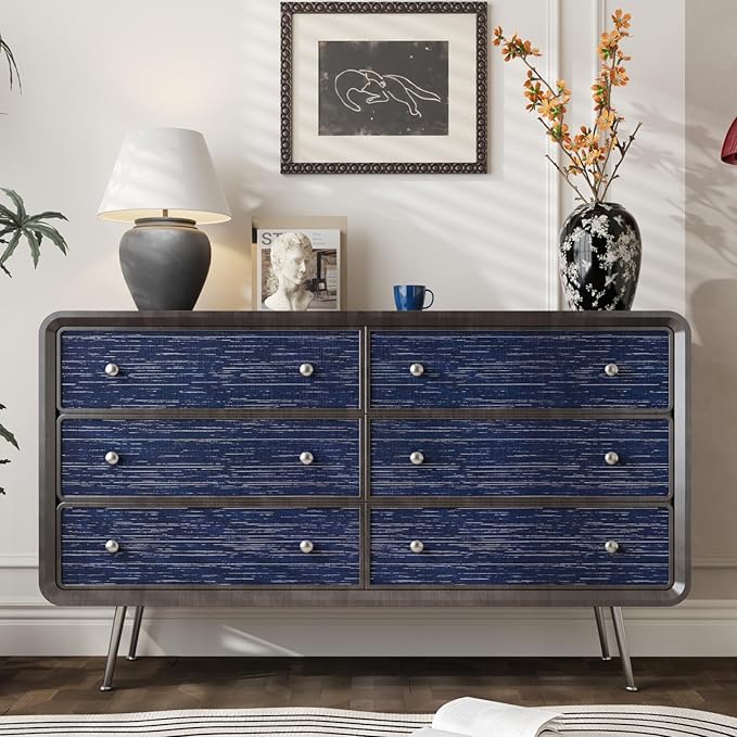 CRE8TIVE Dark Blue Grasscloth Peel and Stick Wallpaper Textured Blue Contact