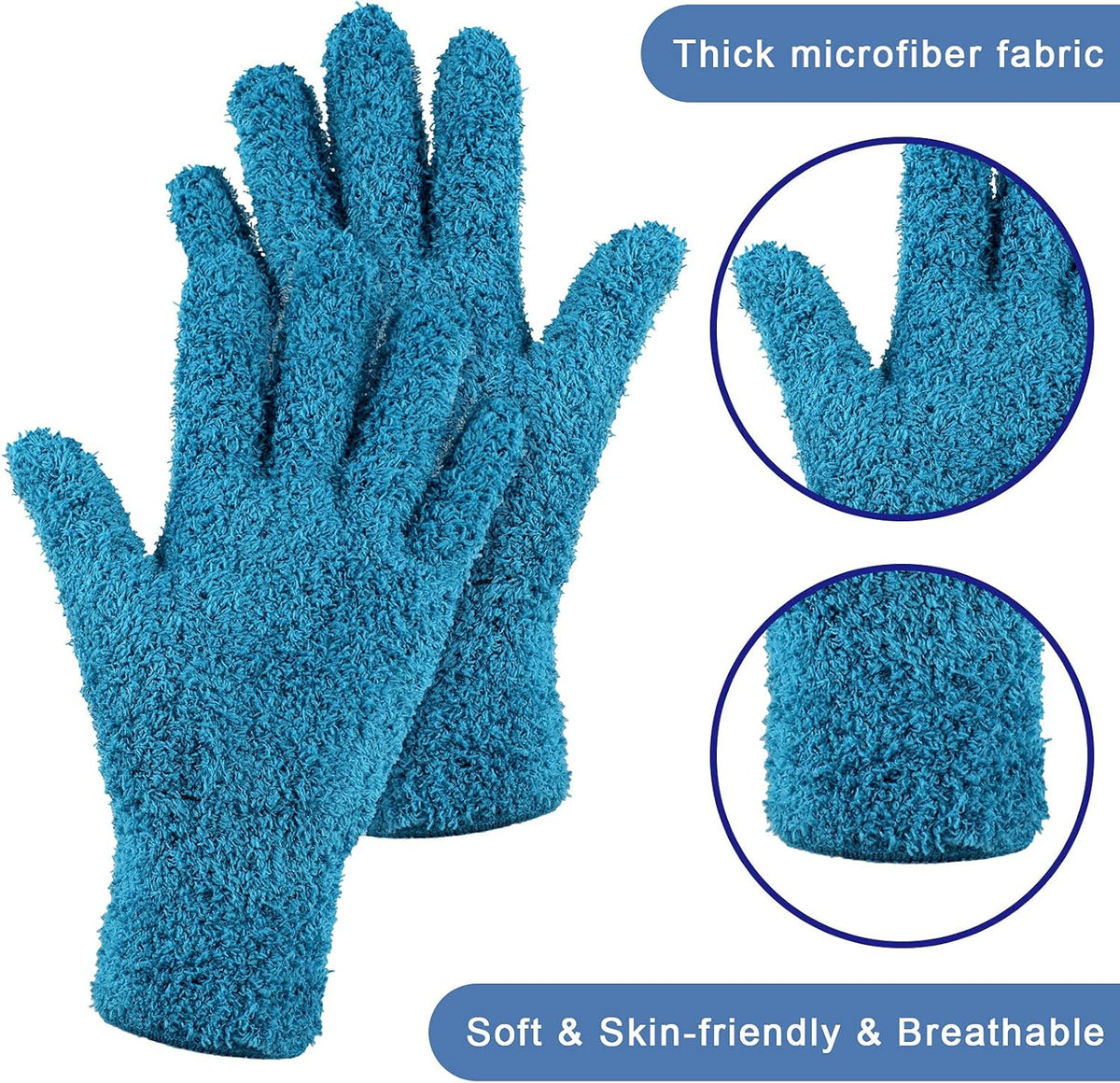 Bencailor 4 Pairs Microfiber Dusting Gloves Washable Reusable Cleaning Gloves Mittens for Plants House Cleaning Car Blinds