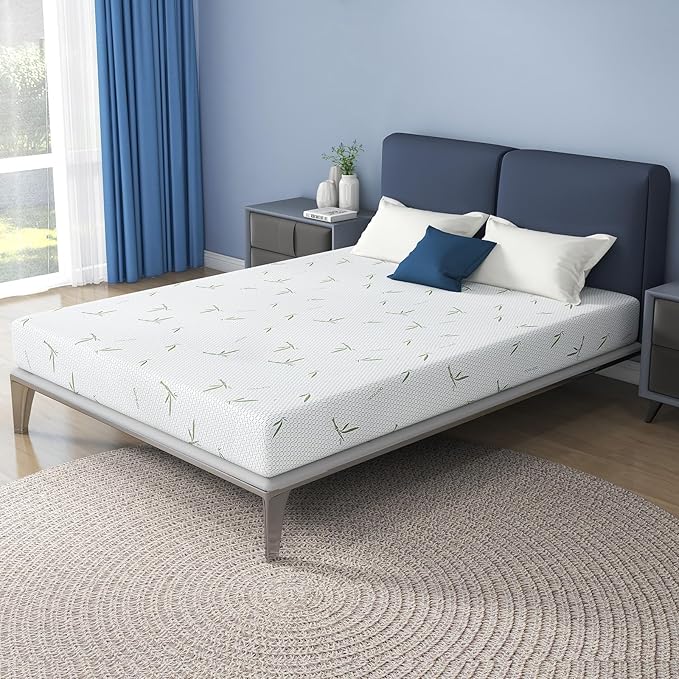 IULULU King Mattress,10 Inch Memory Foam Mattress in a Box with Breathable Bamboo Cover,Green Tea King Size Made USA for Cool Sleep & Pressure Relief,Medium Firm,CertiPUR-US Certified,(DM-10K-MAT)