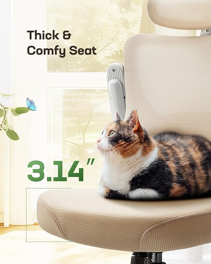 Marsail Ergonomic Office Chair: Office Computer Desk Chair with High Back Mesh and Adjustable Lumbar Support Rolling Work Swivel Task Chairs with Wheel 3D Armrests and Headrest (White)