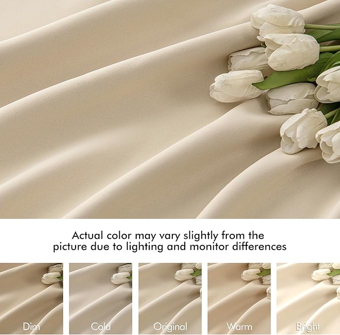 MIULEE Back Tab Cream Beige Curtains 108 Inch Long 2 Panels Set