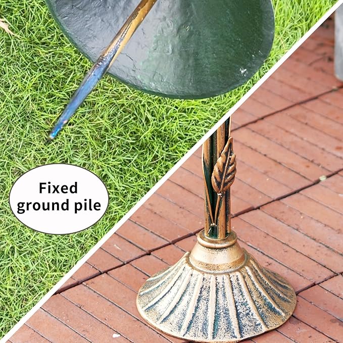 33.5 "H Metal Bird Bath for Outside with 4-Bird Feeder & Cast Iron Base, BirdBaths for Outdoors,Garden Patio Decor for Yard