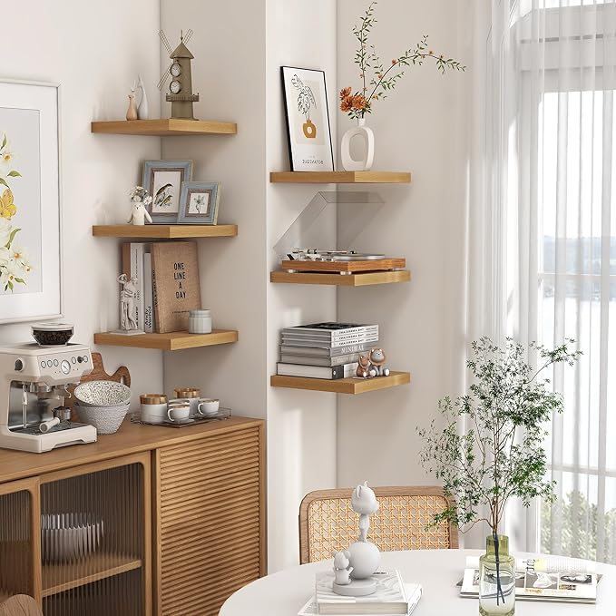 Square Floating Shelves for Wall 8"W x 8"D x 1.2"H, Small Engineered Wood Wall