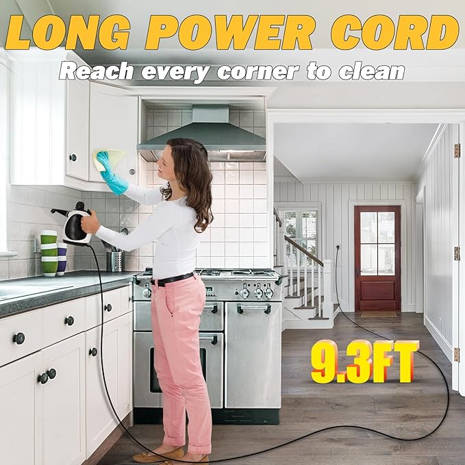 Pressurized Handheld Steam Cleaner for Home with 12 pcs Accessories, Multi-Surface Natural Steamer for Effective Cleaning, Fast Heating for Cleaning Home, Furniture, Car, Grout, Window