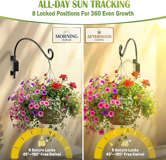 Qiang Ni Swivel Plant Hanger - 16 Inch 60 lbs Capacity Anti-Rust Metal Wall Mount Hook with Mounting Screws - for Indoor Outdoor Hanging Bird Feeders, Flower Baskets, Wind Chimes, Lanterns