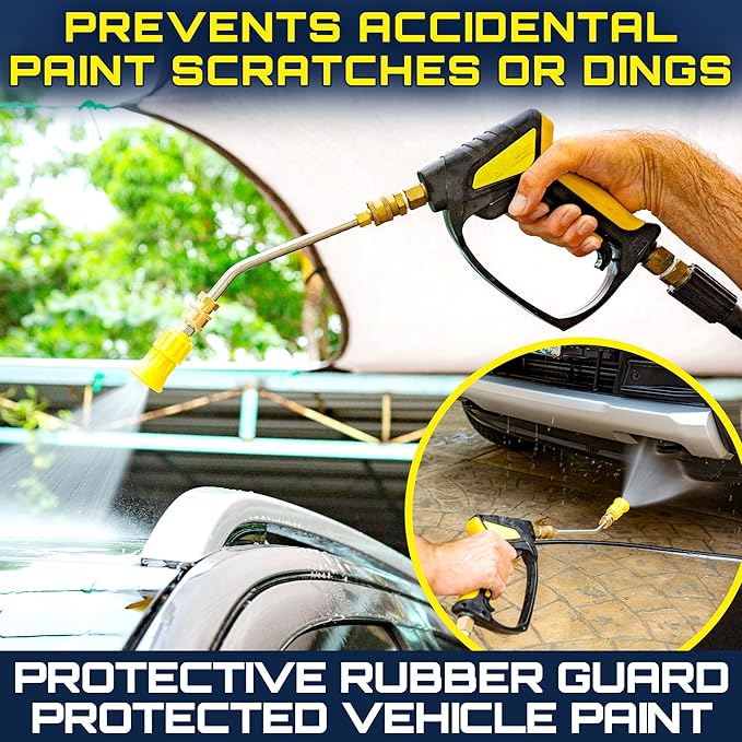 Clean Car USA Foam King??? 40?? Pressure Washer Nozzle Guard, 1/4?€? Quick Connect - Stainless Steel Fire Hose Tip with Rubberized Protective Shield for High-Pressure Cleaning, Durable & Universal Fit