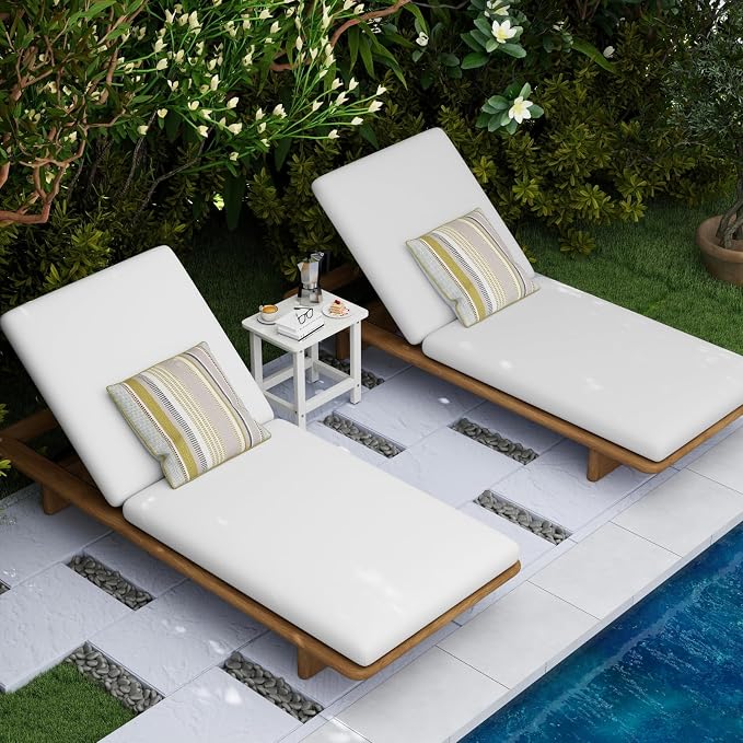 Weatherproof Outdoor Side Table, HDPE Small Outdoor Table for Adirondack, 16.6-Inch Patio Square End Tables for Garden, Backyard, Porch, Deck, Balcony, Poolside (White)