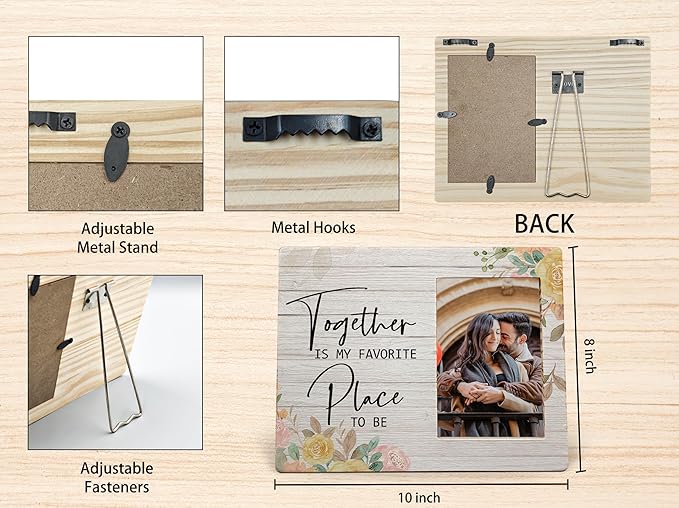 Couples Picture Frame, Valentines Frame, Love Picture Frame, Engagement Photo Frame, Engagement Gifts for Couples Newlyweds, Together is My Favorite Place to be Wood Photo Frame for 4x6 Photos