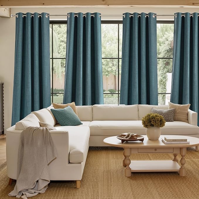 NICETOWN Greyish Blue Room Darkening Curtains 84 inches Long