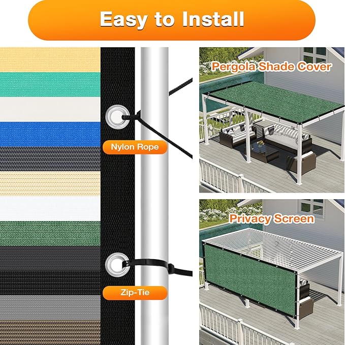 Artpuch Outdoor Pergola Shade Cover 8' X 22' Sun Shade Cloth with Grommets, 90% UV Protection Canopy Patio Privacy Screen (Customized Available) GN107, Green