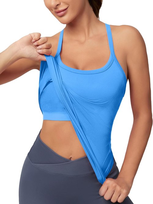 MathCat Workout Tank Tops - Sleeveless Gym Tops with Built-In Bra for Yoga & Fitness | Athletic Shirts