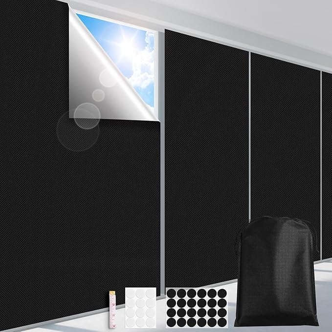 FADOTY Blackout Curtains for Bedroom, Portable 100% Black Out Window Cover Film