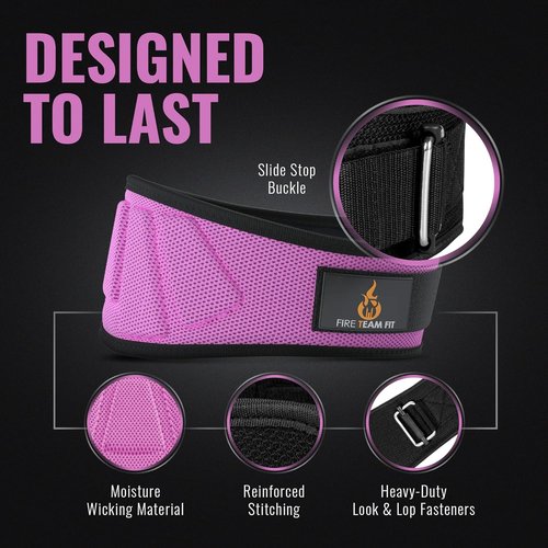 6-Inch Weightlifting Belt for Men & Women - Back Support for Squats & Deadlifts (Pink, XS 27"-32")