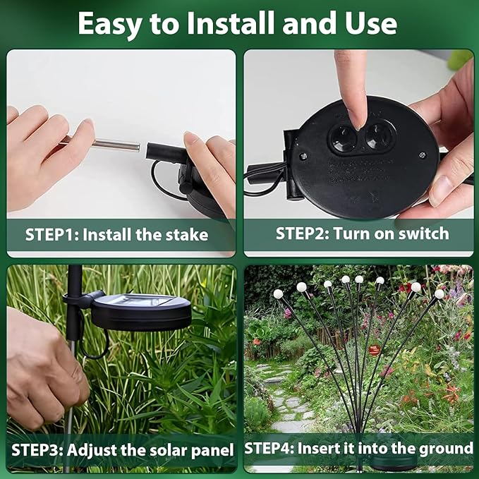 6-Pack Garden Solar Lights, 48 LED Solar Lights Outdoor for Garden Decor, Waterproof Firefly Light Outdoor (Sway by Wind), Swaying Light for Outside Yard Pathway Landscape Decorations (Warm White)