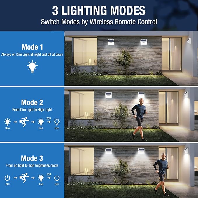 Peasur White Solar Lights Outdoor Waterproof, 6Pack 140LED Solar Powered Motion Sensor Light, 3 Modes Security Wall Lights for Fence Garden Yard Outside