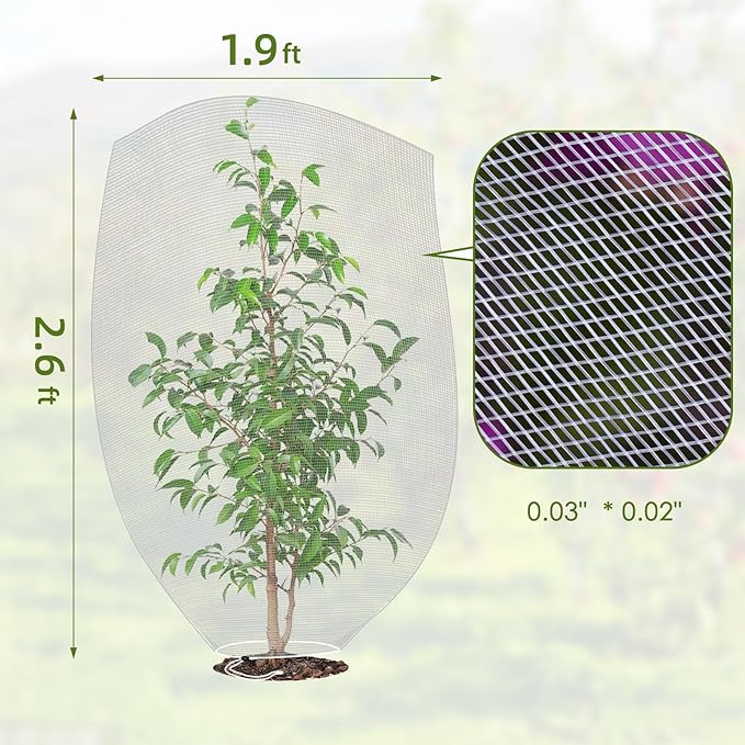 Mesh Plant Cover 3PCS,Garden Netting Mesh Outdoor,Netting for Tomato Plants,Garden Bug Netting Plant Cover,Bird Netting for Garden,Fruit Tree Netting (1.9 x 2.6 ft)