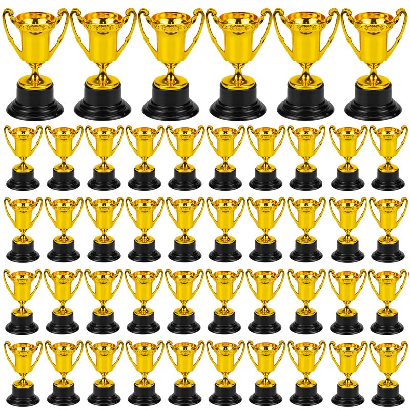 Nicunom 50 Pack Mini Trophies for Awards, Plastic Gold Award Trophy Cups for Kids Participation Trophy Cup Bulk for Party Favor, Reward, Prop, Sport, Tournament, Competition, Winning Prize, 3.4 in