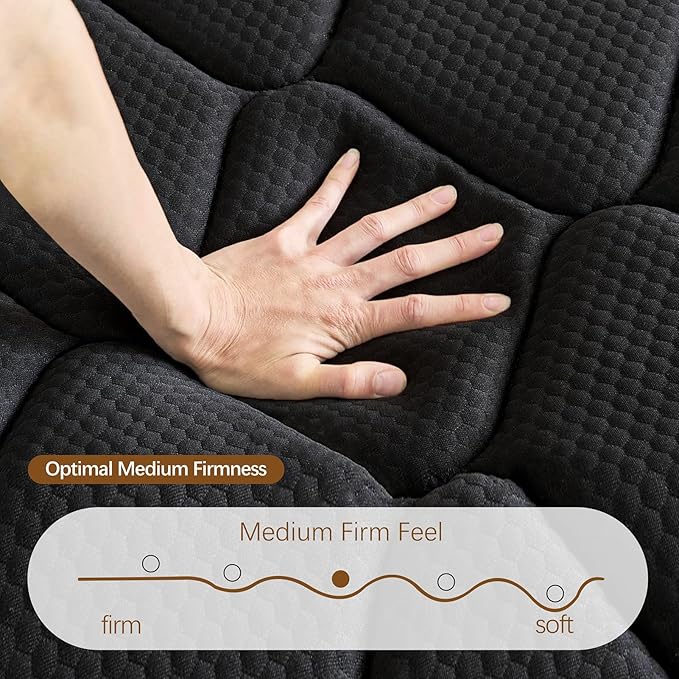 Queen Mattress- 10 Inch Hybrid Firm Support with Pocketed Coils & Cooling Gel Memory Foam | Orthopedic Back Pain Relief | Breathable | Queen Size Mattresses in a Box