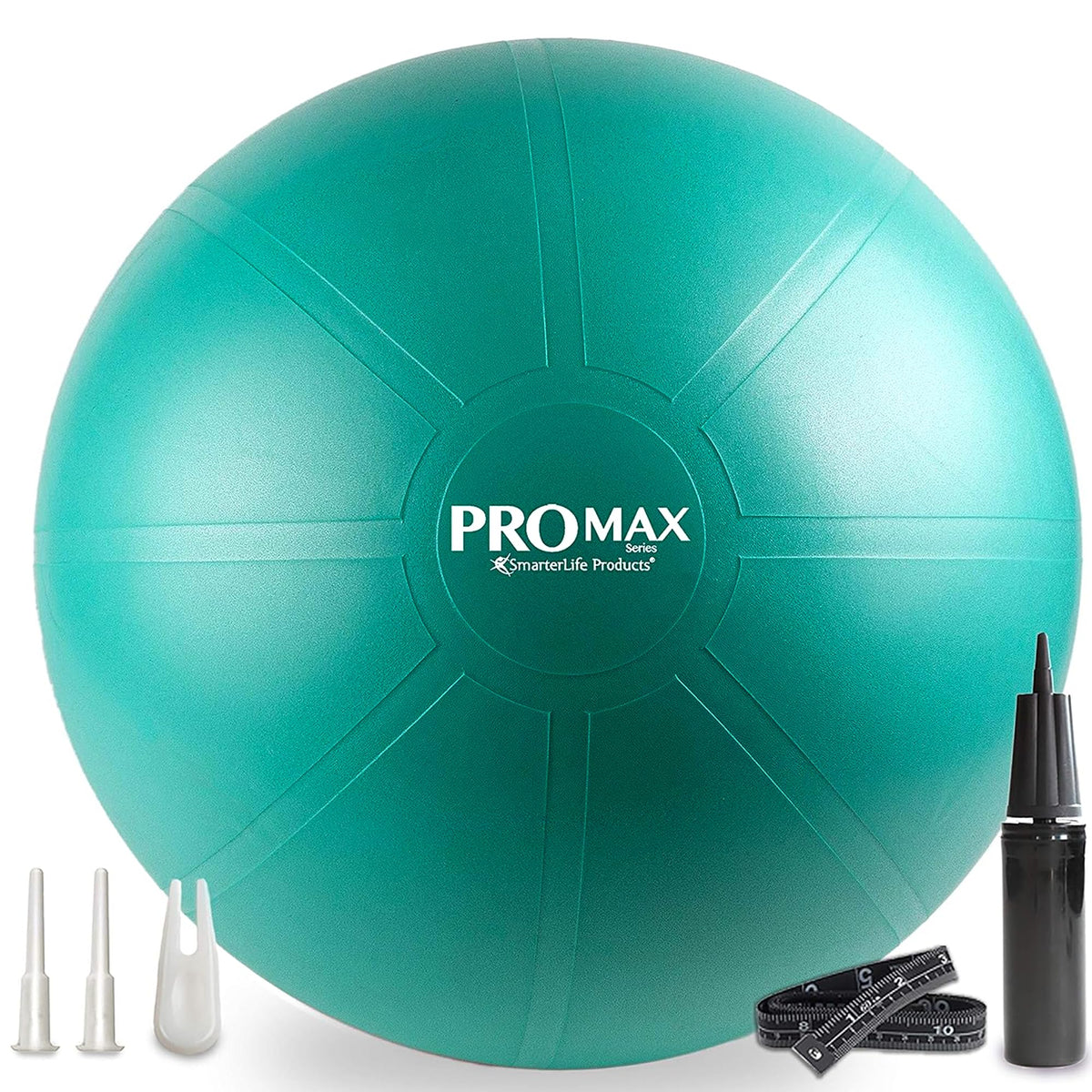 SmarterLife PRO MAX Exercise Ball – Yoga, Stability & Balance Trainer for Core Workouts, Fitness, Physical Therapy, Pregnancy & Office Chair Support – Anti-Slip, Anti-Burst (55cm, Turquoise)
