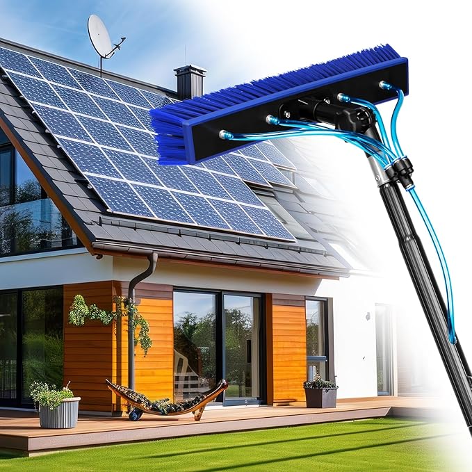 26FT Water Fed Pole Kit, Window Solar Panel Cleaning Brush and Pole, Window Washing Equipment Solar Panel Roof Glass Cleaner Tool