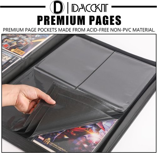 D DACCKIT Premium Comic Binder - Holds 96 Comic Books with Sleeves | Brilliant Orange Storage Solution