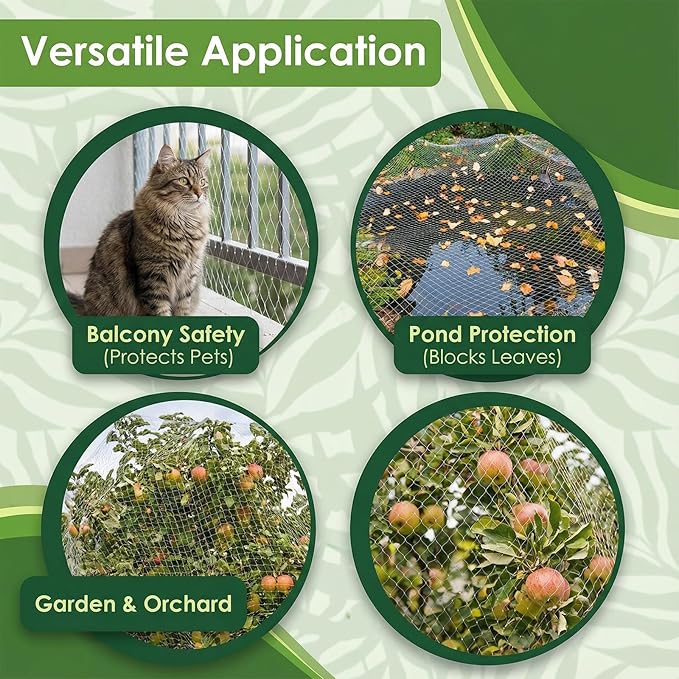 GWHOLE 33 x13 Ft Bird Netting for Garden Tree and Plant Protection, Garden Netting with 1 Inch Mesh Net for Anti Bird Chicken Deer, White