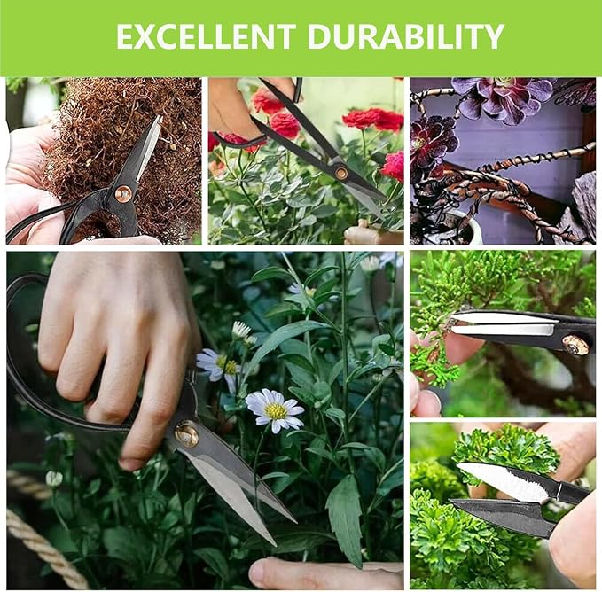 Gardening Bonsai Tool Sets 15pcs Carbon Steel Garden Plant Trimming Kit Scissor Cutter Shear Heavy Duty Nylon Case Outdoor Entrenching Tools