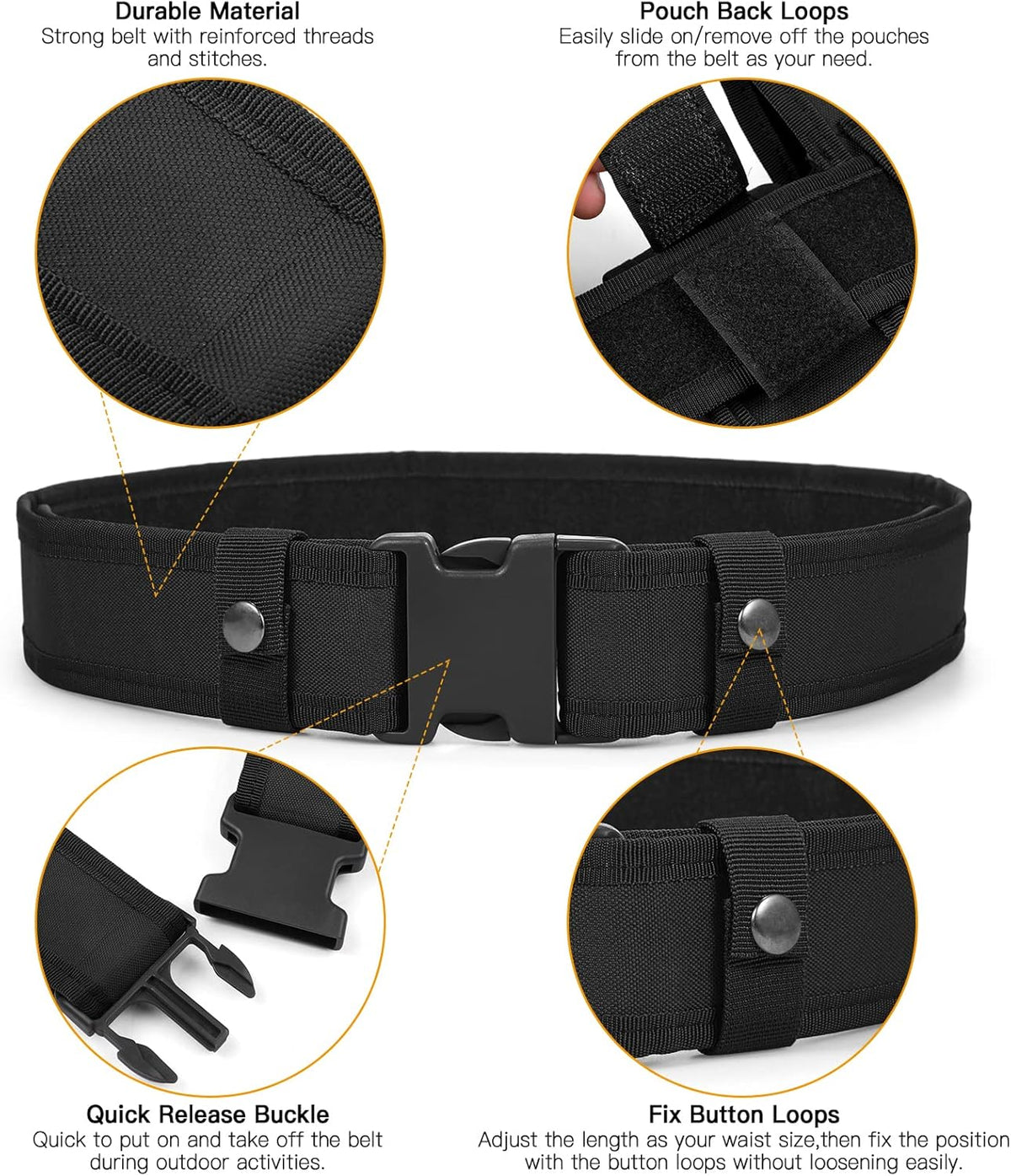Modular Duty Belt with Pouches & Holster for Law Enforcement, Security & Hunting