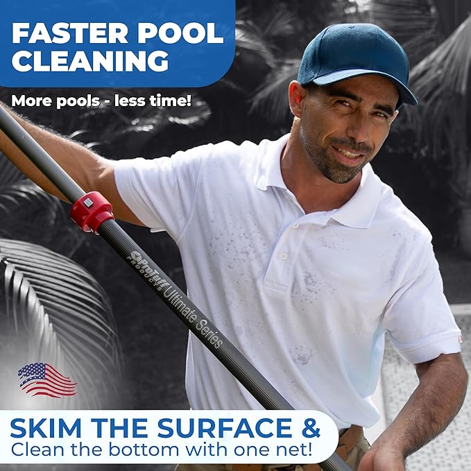 ProTuff 23" Fine Pool Net for PROS – “490 Promise” Unlimited Unconditional Replacement – Cleans 3X Faster Than Vacuum – Wide Pool Skimmer Net with Deep Bag for Easy Maintenance of Leaves, Bugs, Debris