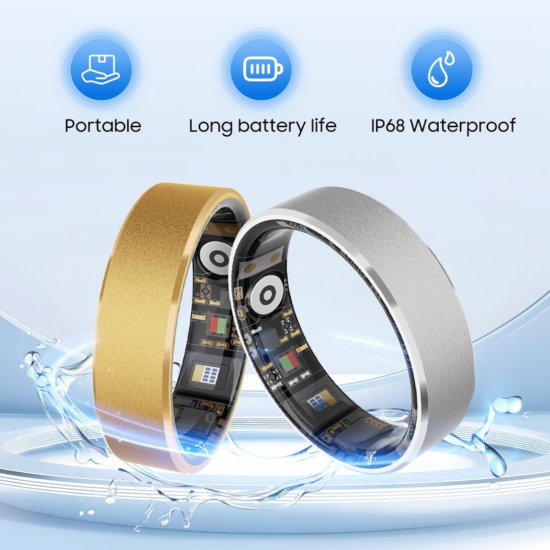 prxxhri Smart Health Ring, Featuring Stress and Sleep Monitoring Functions, Compatible with iOS and Android,Waterproof Fitness Tracker for Women & Men, No Subscription Fee. (Silver, 9)