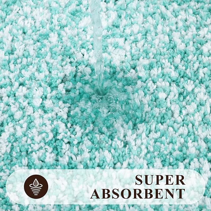 Pauwer Bathroom Rug Set, Non Slip Bath Mat, Absorbent Shower Rug for Floor, Tub and Shower, Teal