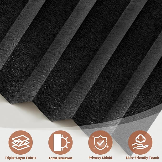 AJAZZ Blackout Accordion Door Curtain 98"x106" Black