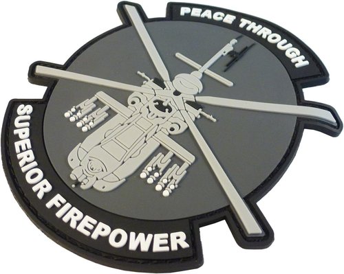 AH-64 Apache Helicopter PVC Patch - Velcro Compatible for Hats, Backpacks & Gear