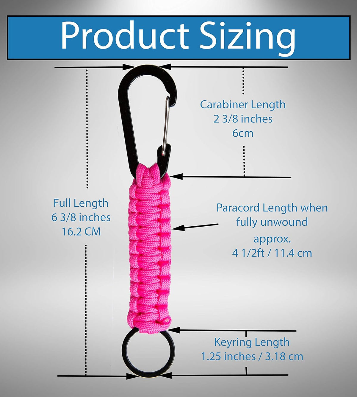 Paracord Lanyard Keychain with Carabiner Hook and Key ring
