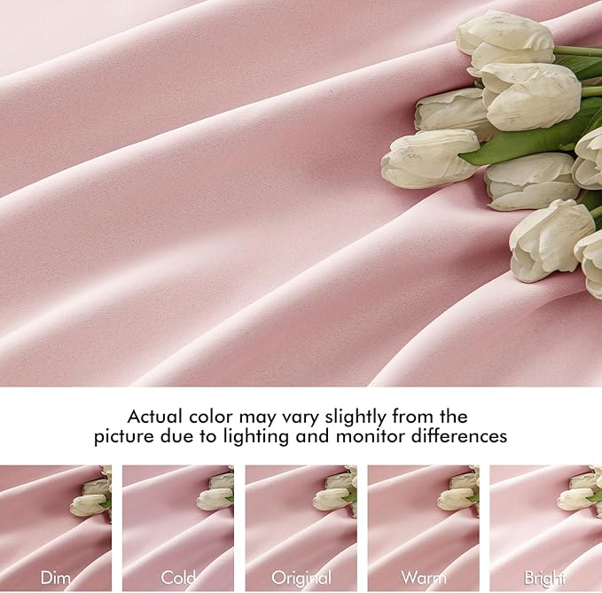 MIULEE Baby Pink Back Tab Blackout Curtains 102 Inch Long 2 Panels Set