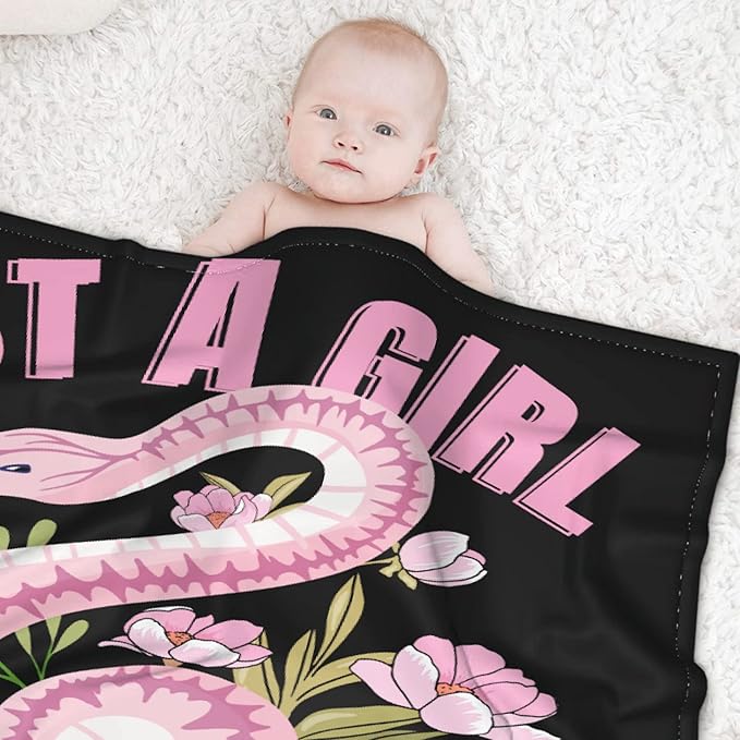 Just A Girl Loves Snakes Blanket Lightweight Cozy Flannel Fleece Throw Blanket Best Gift Home Decor for Bed Couch Outdoor Camping 40"x30" XS for Pets Toddler