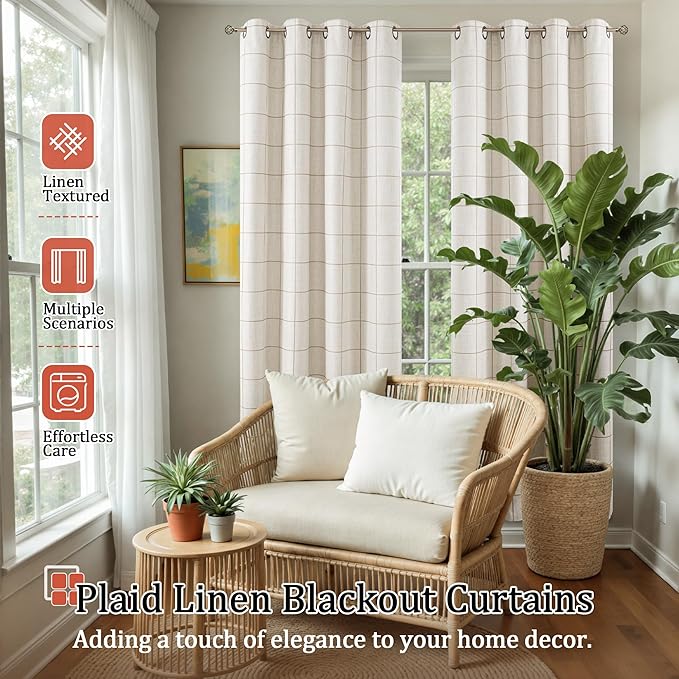 Lajode Linen Blackout Curtains for Living Room