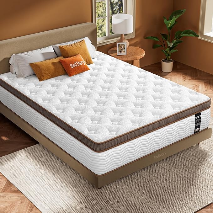 BedStory Full Size Mattress Medium Firm - 12 Inch Hybrid Mattress Full with 2.0mm Advanced Pocket Springs - Optimal Spine Alignment and Motion Isolation, CertiPUR-US Certified