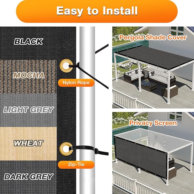 Artpuch Outdoor Pergola Shade Cover 21x23 FT Sun Shade Cloth with Grommets Dark Grey 90% UV Protection Canopy Patio Privacy Screen (Customized Available)