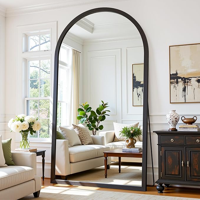 Full Length Mirror 82"×44" Floor Mirror Standing Tall Mirror, Arched Stand up