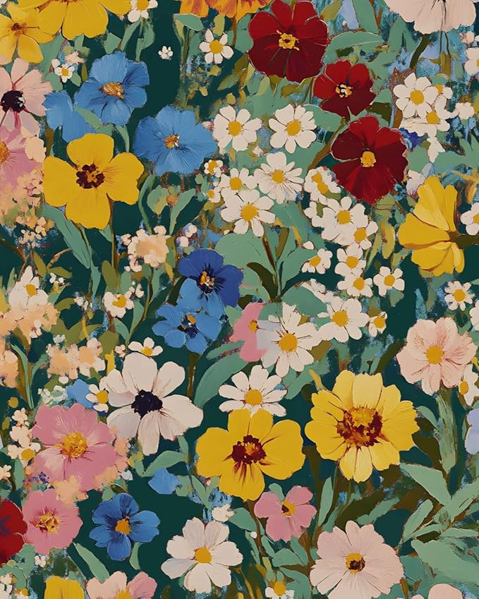 BOKEBEVE Watercolour Floral Peel and Stick Wallpaper Colorful Boho Contact